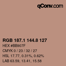 Color code: RGB 187.1 144.8 127 | qconv.com