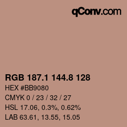 Farbcode: RGB 187.1 144.8 128 | qconv.com