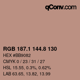 Color code: RGB 187.1 144.8 130 | qconv.com