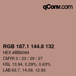 Color code: RGB 187.1 144.8 132 | qconv.com