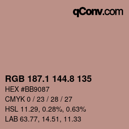 Farbcode: RGB 187.1 144.8 135 | qconv.com