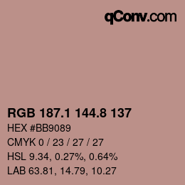 Farbcode: RGB 187.1 144.8 137 | qconv.com