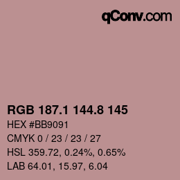 カラーコード: RGB 187.1 144.8 145 | qconv.com