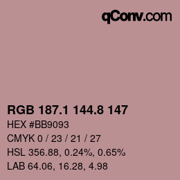Color code: RGB 187.1 144.8 147 | qconv.com
