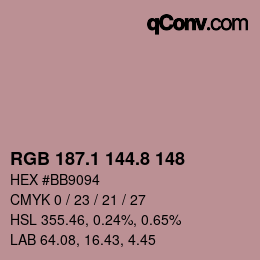 Color code: RGB 187.1 144.8 148 | qconv.com
