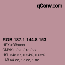 Color code: RGB 187.1 144.8 153 | qconv.com