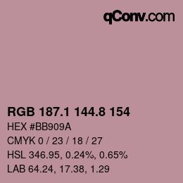 Farbcode: RGB 187.1 144.8 154 | qconv.com