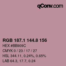 Color code: RGB 187.1 144.8 156 | qconv.com