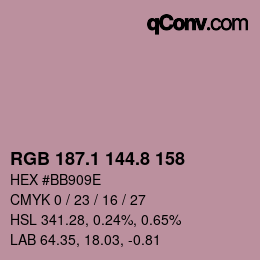 Color code: RGB 187.1 144.8 158 | qconv.com