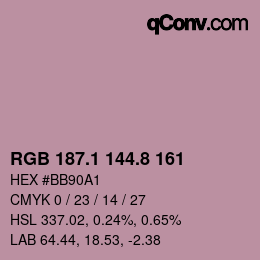 Color code: RGB 187.1 144.8 161 | qconv.com