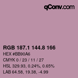 Color code: RGB 187.1 144.8 166 | qconv.com