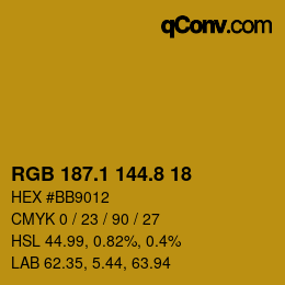 カラーコード: RGB 187.1 144.8 18 | qconv.com