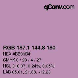 カラーコード: RGB 187.1 144.8 180 | qconv.com