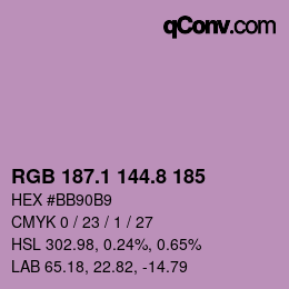 カラーコード: RGB 187.1 144.8 185 | qconv.com