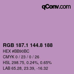 Color code: RGB 187.1 144.8 188 | qconv.com