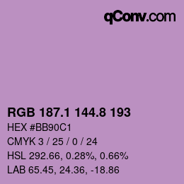 カラーコード: RGB 187.1 144.8 193 | qconv.com