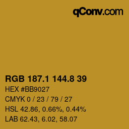 Color code: RGB 187.1 144.8 39 | qconv.com
