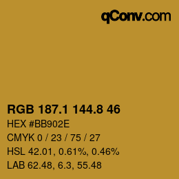 Color code: RGB 187.1 144.8 46 | qconv.com