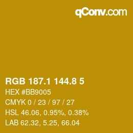 カラーコード: RGB 187.1 144.8 5 | qconv.com
