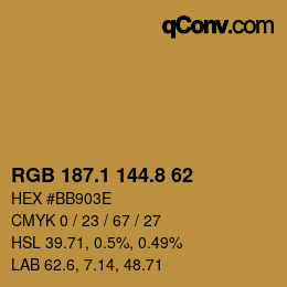 Farbcode: RGB 187.1 144.8 62 | qconv.com