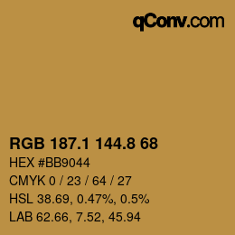 Color code: RGB 187.1 144.8 68 | qconv.com