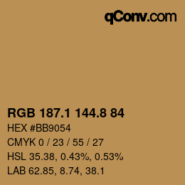 Color code: RGB 187.1 144.8 84 | qconv.com