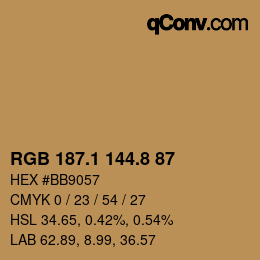 Color code: RGB 187.1 144.8 87 | qconv.com