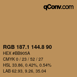 Color code: RGB 187.1 144.8 90 | qconv.com