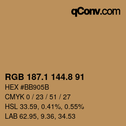 Code couleur: RGB 187.1 144.8 91 | qconv.com