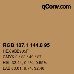 Color code: RGB 187.1 144.8 95 | qconv.com