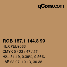 Color code: RGB 187.1 144.8 99 | qconv.com