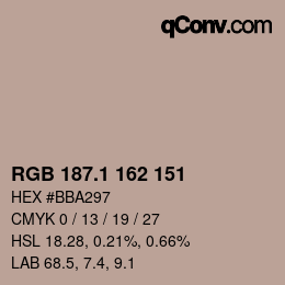 Color code: RGB 187.1 162 151 | qconv.com