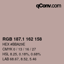 Color code: RGB 187.1 162 158 | qconv.com