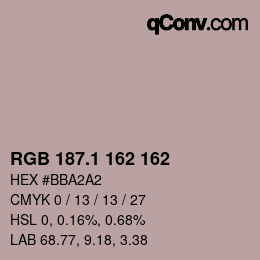 カラーコード: RGB 187.1 162 162 | qconv.com