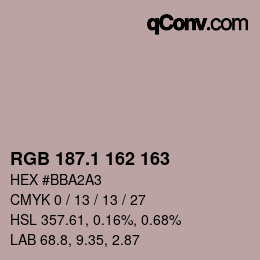Color code: RGB 187.1 162 163 | qconv.com