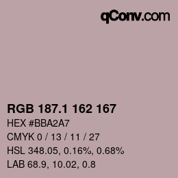 Color code: RGB 187.1 162 167 | qconv.com
