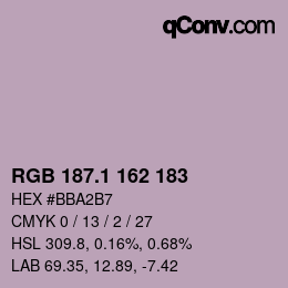 カラーコード: RGB 187.1 162 183 | qconv.com