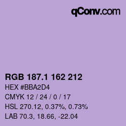 カラーコード: RGB 187.1 162 212 | qconv.com