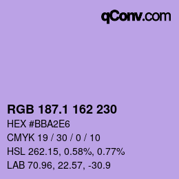 カラーコード: RGB 187.1 162 230 | qconv.com