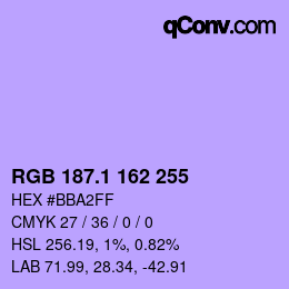 カラーコード: RGB 187.1 162 255 | qconv.com