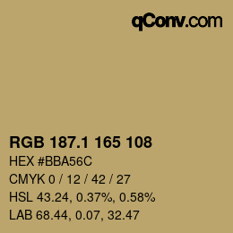 カラーコード: RGB 187.1 165 108 | qconv.com
