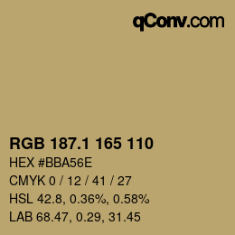 Color code: RGB 187.1 165 110 | qconv.com