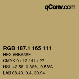 カラーコード: RGB 187.1 165 111 | qconv.com