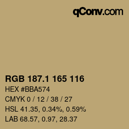 カラーコード: RGB 187.1 165 116 | qconv.com