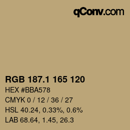 カラーコード: RGB 187.1 165 120 | qconv.com