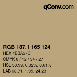 Color code: RGB 187.1 165 124 | qconv.com