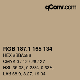 Color code: RGB 187.1 165 134 | qconv.com