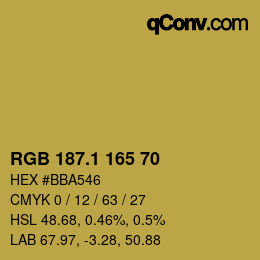 カラーコード: RGB 187.1 165 70 | qconv.com