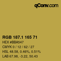 カラーコード: RGB 187.1 165 71 | qconv.com