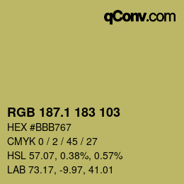 カラーコード: RGB 187.1 183 103 | qconv.com